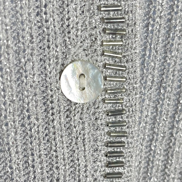 Adrianna Papell Metallic Pewter Glass Beaded Cardigan Size S - Picture 4 of 7